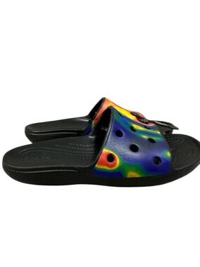 CROCS Classic Tie Dye Slides Sandals for Men Size 8 or Women Size 10.